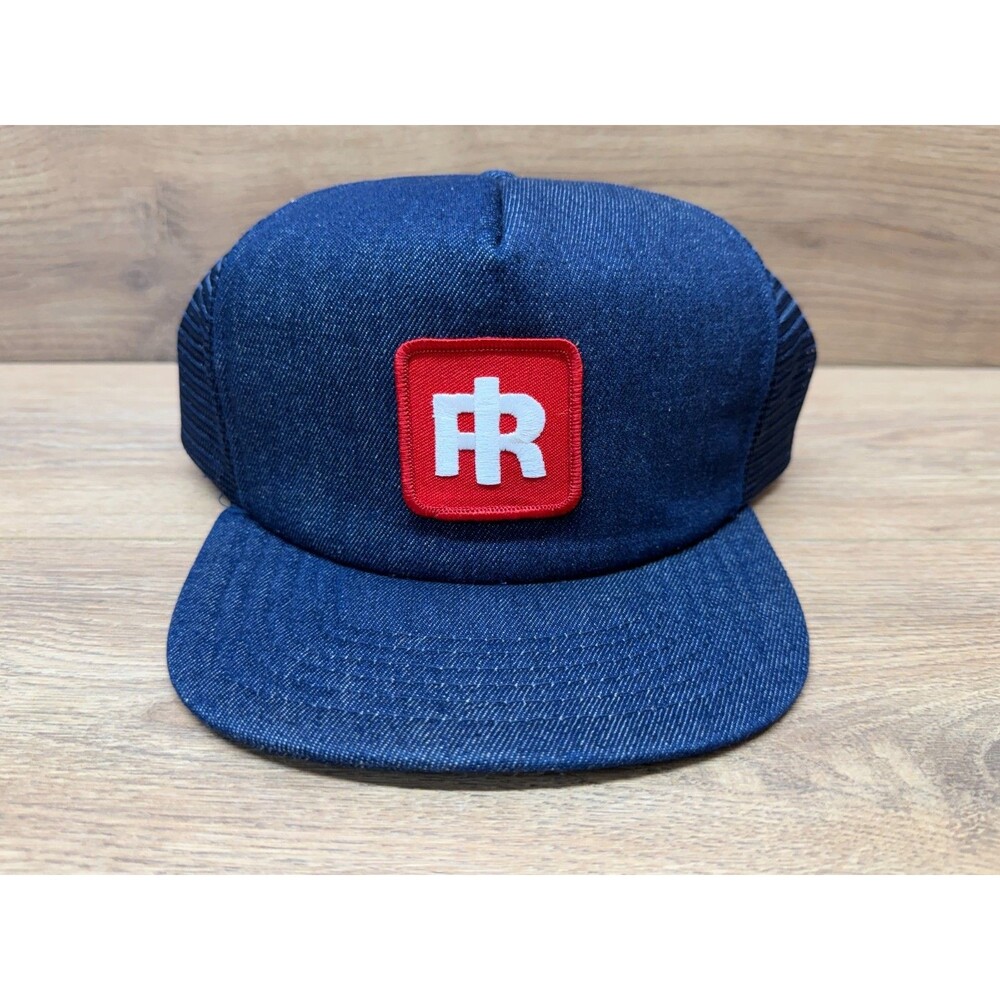 Vintage Ingersoll Rand Patch Blue Denim Mesh Snapback Trucker Hat